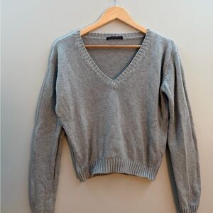 Brandy Melville Light Gray V-Neck Sweater